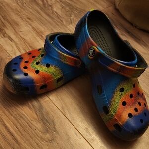 CROCS Colorful Mules in Blue, Orange, and Green Size 11 Women, 9 Men